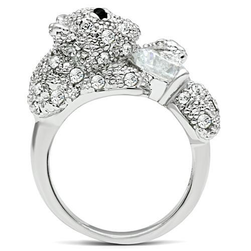 MA3W187 - Rhodium Brass Ring with AAA Grade CZ  in Clear