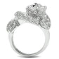 MA3W187 - Rhodium Brass Ring with AAA Grade CZ  in Clear