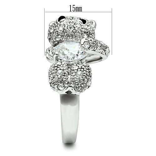 MA3W187 - Rhodium Brass Ring with AAA Grade CZ  in Clear