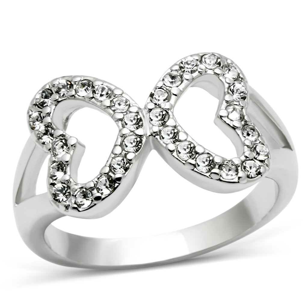 MA3W189 - Rhodium Brass Ring with Top Grade Crystal  in Clear