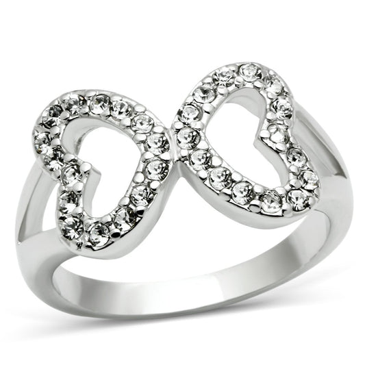MA3W189 - Rhodium Brass Ring with Top Grade Crystal  in Clear
