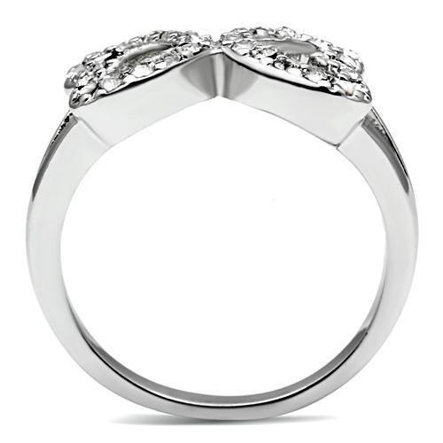 MA3W189 - Rhodium Brass Ring with Top Grade Crystal  in Clear