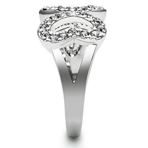 MA3W189 - Rhodium Brass Ring with Top Grade Crystal  in Clear