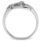 MA3W190 - Rhodium Brass Ring with AAA Grade CZ  in Clear