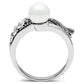 MA3W191 - Rhodium Brass Ring with Synthetic Pearl in White