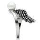 MA3W191 - Rhodium Brass Ring with Synthetic Pearl in White
