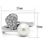 MA3W192 - Rhodium Brass Ring with Synthetic Pearl in White