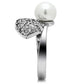MA3W192 - Rhodium Brass Ring with Synthetic Pearl in White