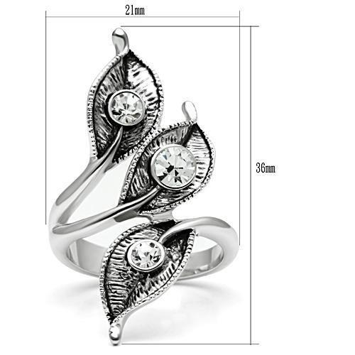 MA3W193 - Rhodium Brass Ring with Top Grade Crystal  in Clear