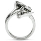 MA3W193 - Rhodium Brass Ring with Top Grade Crystal  in Clear