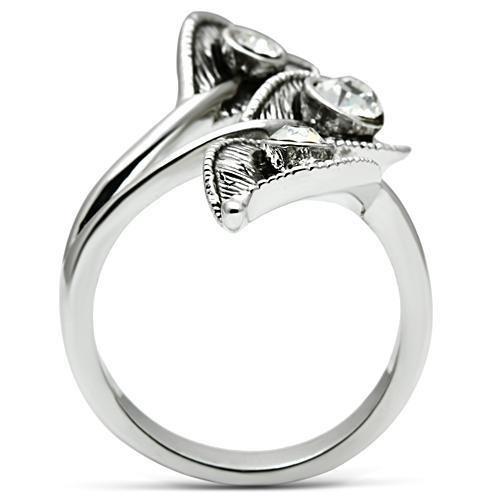 MA3W193 - Rhodium Brass Ring with Top Grade Crystal  in Clear