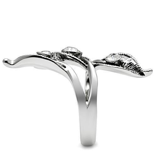 MA3W193 - Rhodium Brass Ring with Top Grade Crystal  in Clear