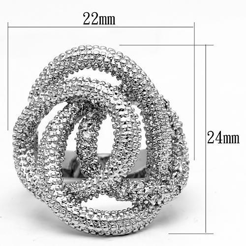 MA3W196 - Rhodium Brass Ring with AAA Grade CZ  in Clear