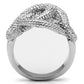 MA3W196 - Rhodium Brass Ring with AAA Grade CZ  in Clear
