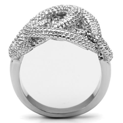 MA3W196 - Rhodium Brass Ring with AAA Grade CZ  in Clear