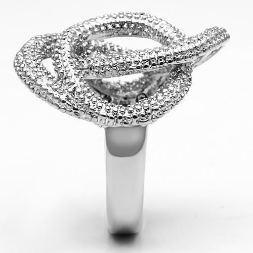 MA3W196 - Rhodium Brass Ring with AAA Grade CZ  in Clear