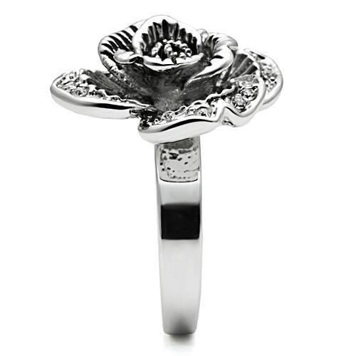MA3W198 - Rhodium Brass Ring with Top Grade Crystal  in Clear