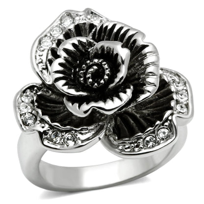 MA3W198 - Rhodium Brass Ring with Top Grade Crystal  in Clear