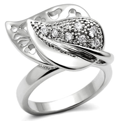MA3W200 - Rhodium Brass Ring with AAA Grade CZ  in Clear