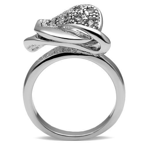 MA3W200 - Rhodium Brass Ring with AAA Grade CZ  in Clear