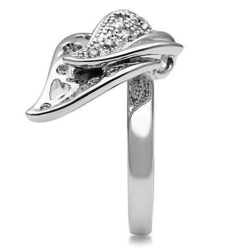 MA3W200 - Rhodium Brass Ring with AAA Grade CZ  in Clear