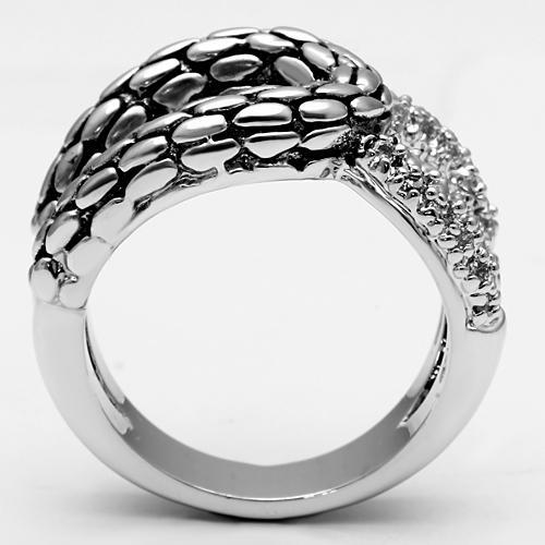 MA3W202 - Rhodium Brass Ring with AAA Grade CZ  in Clear