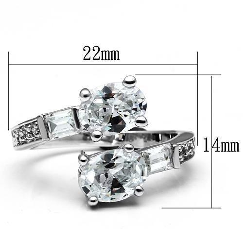 MA3W203 - Rhodium Brass Ring with AAA Grade CZ  in Clear