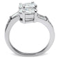 MA3W203 - Rhodium Brass Ring with AAA Grade CZ  in Clear