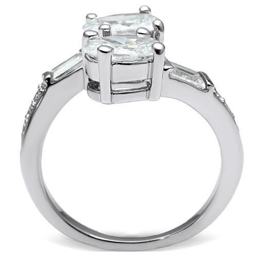 MA3W203 - Rhodium Brass Ring with AAA Grade CZ  in Clear