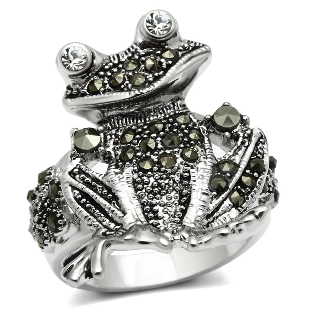 MA3W205 - Rhodium Brass Ring with Top Grade Crystal  in Clear