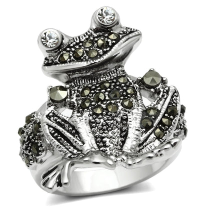 MA3W205 - Rhodium Brass Ring with Top Grade Crystal  in Clear