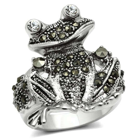 MA3W205 - Rhodium Brass Ring with Top Grade Crystal  in Clear