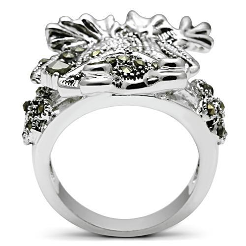 MA3W205 - Rhodium Brass Ring with Top Grade Crystal  in Clear