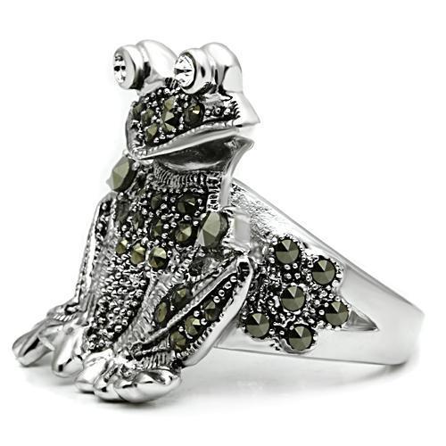MA3W205 - Rhodium Brass Ring with Top Grade Crystal  in Clear