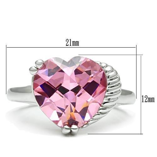 MA3W206 - Rhodium Brass Ring with AAA Grade CZ  in Rose