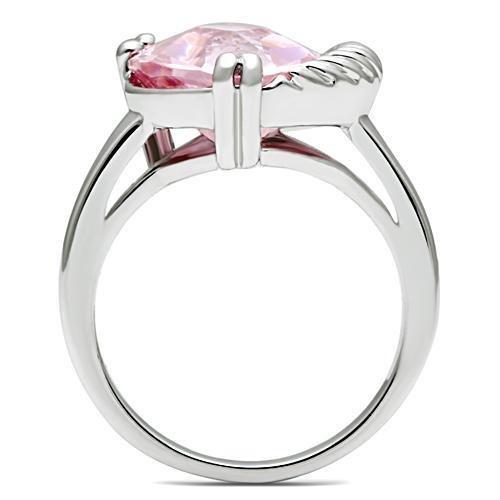MA3W206 - Rhodium Brass Ring with AAA Grade CZ  in Rose