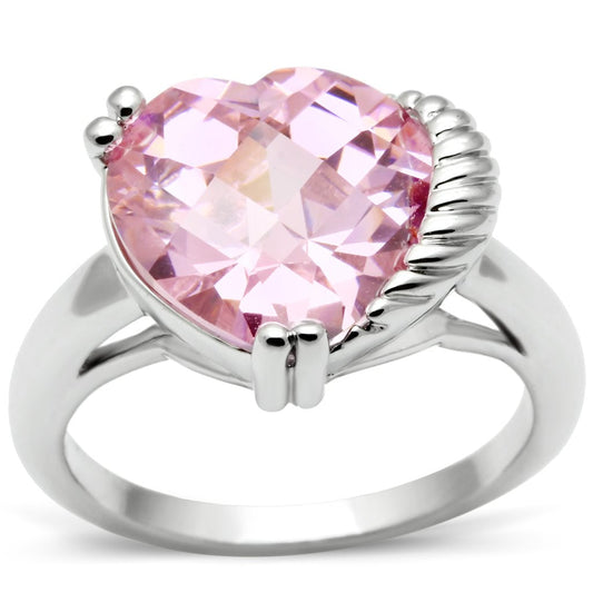 MA3W206 - Rhodium Brass Ring with AAA Grade CZ  in Rose