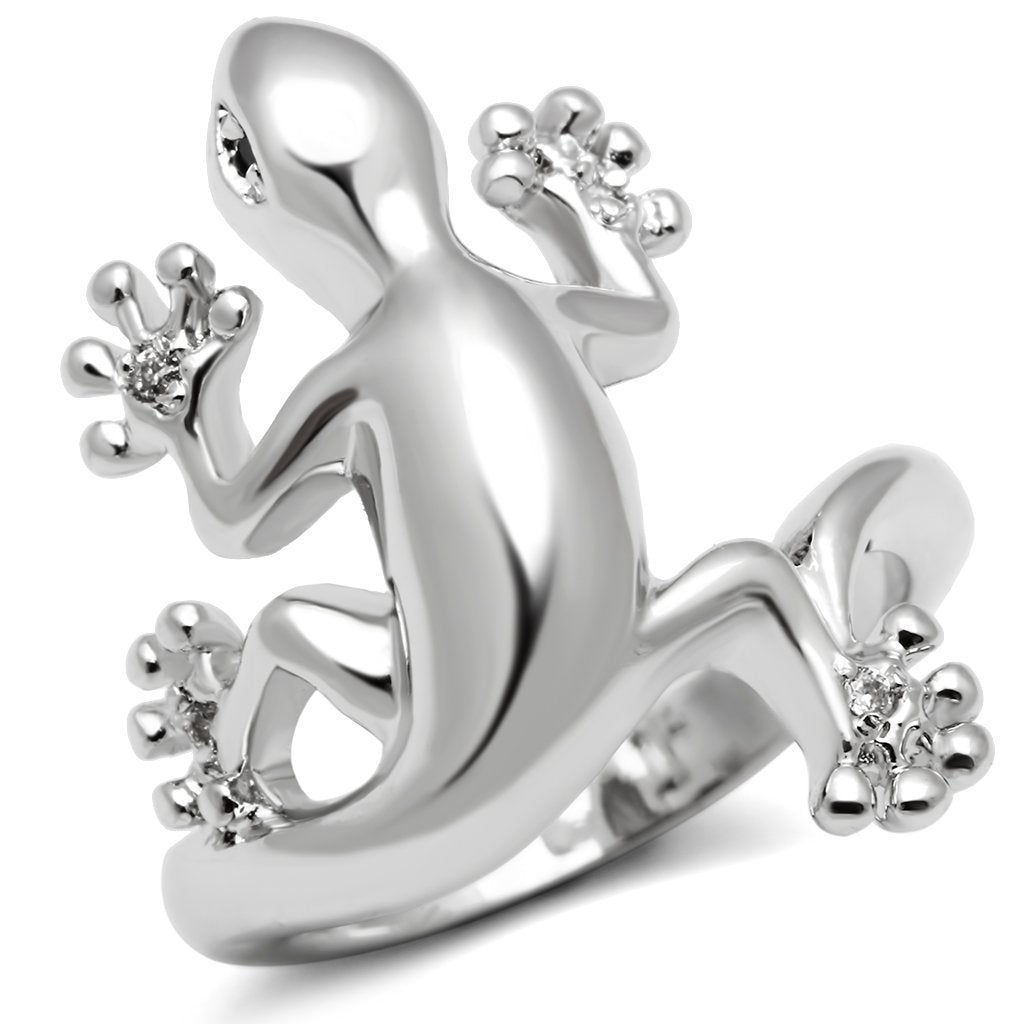 MA3W207 - Rhodium Brass Ring with AAA Grade CZ  in Black Diamond