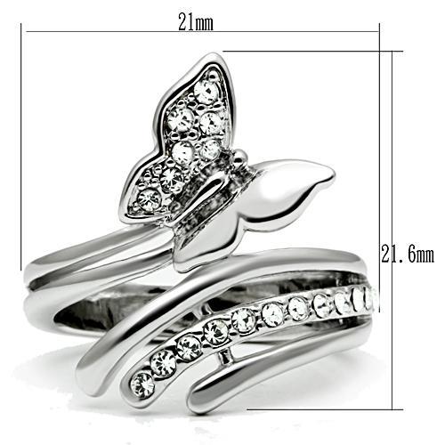 MA3W208 - Rhodium Brass Ring with Top Grade Crystal  in Clear
