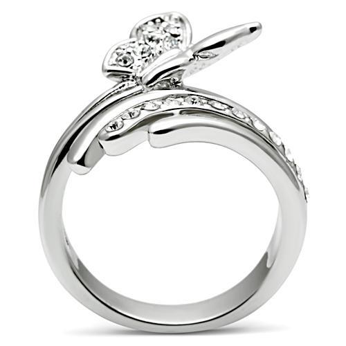 MA3W208 - Rhodium Brass Ring with Top Grade Crystal  in Clear
