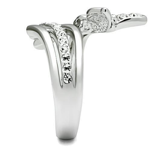 MA3W208 - Rhodium Brass Ring with Top Grade Crystal  in Clear
