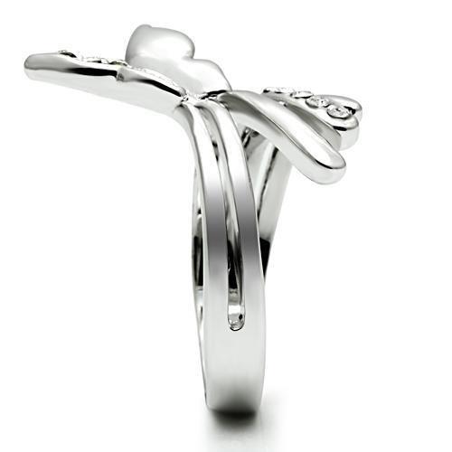 MA3W208 - Rhodium Brass Ring with Top Grade Crystal  in Clear