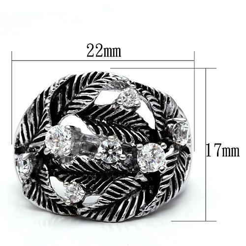 MA3W211 - Rhodium Brass Ring with AAA Grade CZ  in Clear