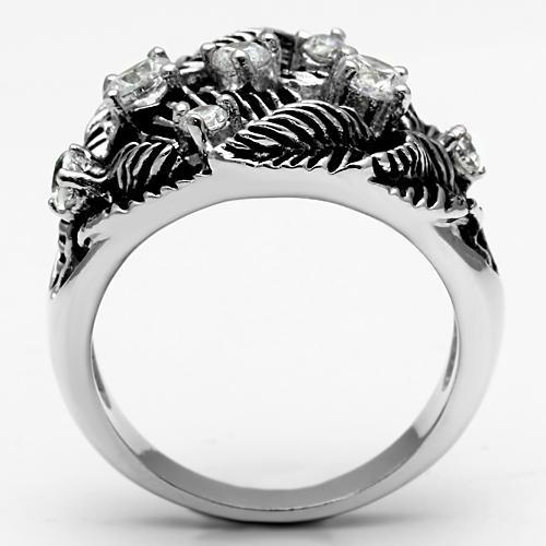 MA3W211 - Rhodium Brass Ring with AAA Grade CZ  in Clear