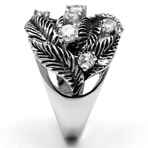 MA3W211 - Rhodium Brass Ring with AAA Grade CZ  in Clear