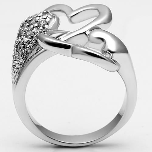 MA3W213 - Rhodium Brass Ring with AAA Grade CZ  in Clear