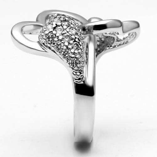 MA3W213 - Rhodium Brass Ring with AAA Grade CZ  in Clear