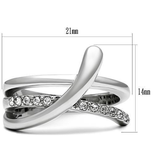 MA3W216 - Rhodium Brass Ring with Top Grade Crystal  in Clear