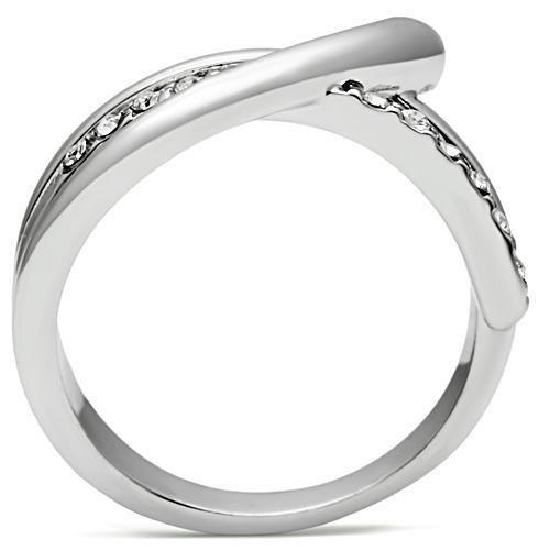 MA3W216 - Rhodium Brass Ring with Top Grade Crystal  in Clear