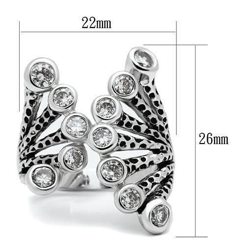 MA3W218 - Rhodium Brass Ring with AAA Grade CZ  in Clear